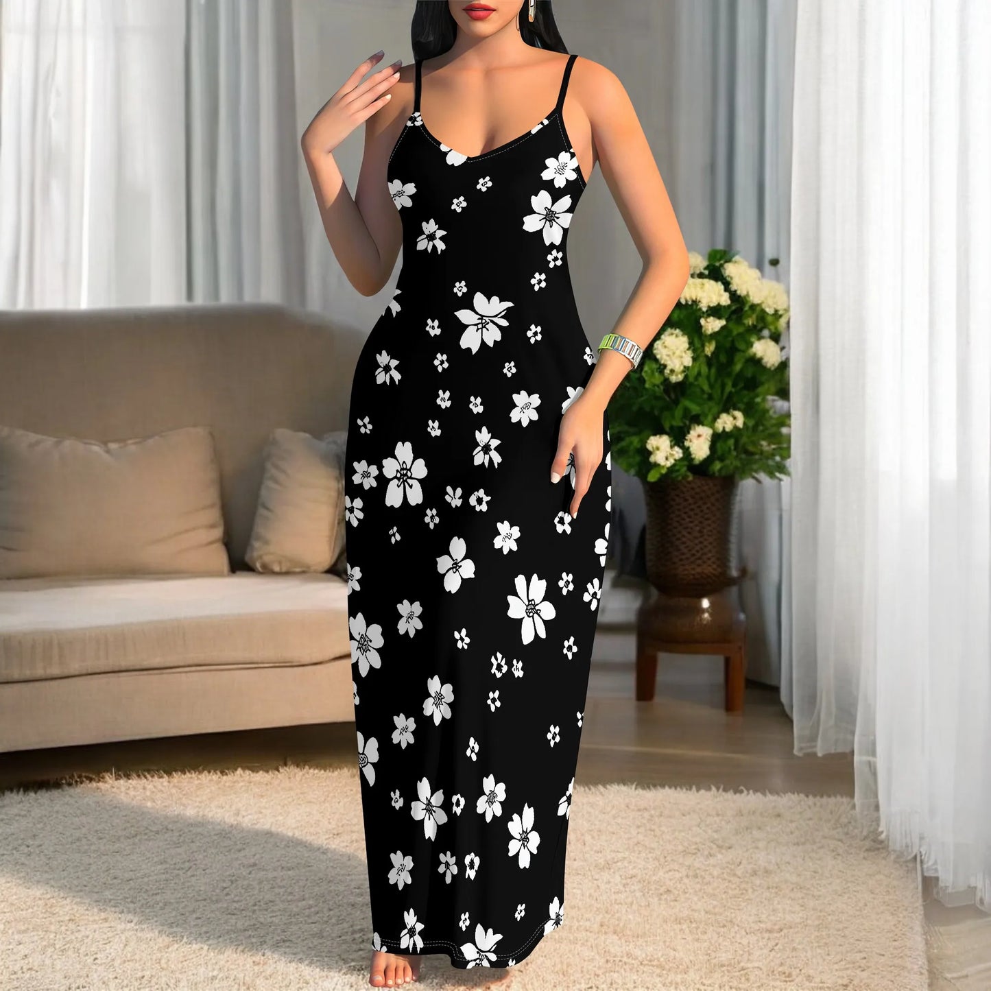 Robe sans manches longueur genou pour femme printemps et été 2025 avec pull évidé, robe décontractée de plage à imprimé papillon