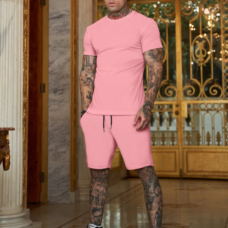T-shirt Harajuku pour homme, ensemble deux pièces, ample, quotidien, pour l'été, pour la rue, manches courtes, collection 2024