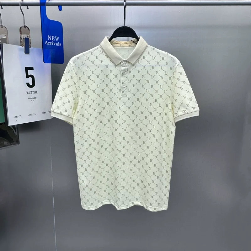 Polo à manches courtes pour homme, tendance, tout neuf, doux, confortable, décontracté, col rabattu, coupe Business, motif floral ancien