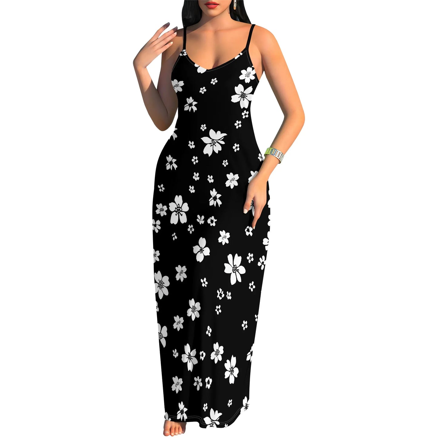 Robe sans manches longueur genou pour femme printemps et été 2025 avec pull évidé, robe décontractée de plage à imprimé papillon