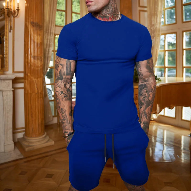 T-shirt Harajuku pour homme, ensemble deux pièces, ample, quotidien, pour l'été, pour la rue, manches courtes, collection 2024