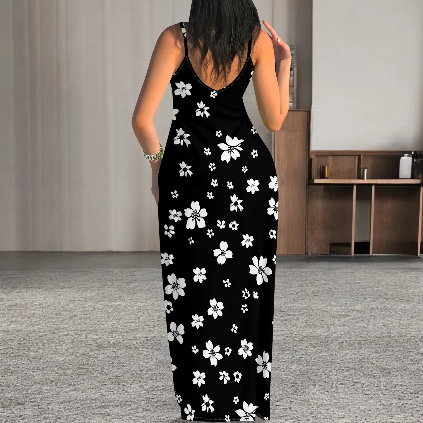 Robe sans manches longueur genou pour femme printemps et été 2025 avec pull évidé, robe décontractée de plage à imprimé papillon