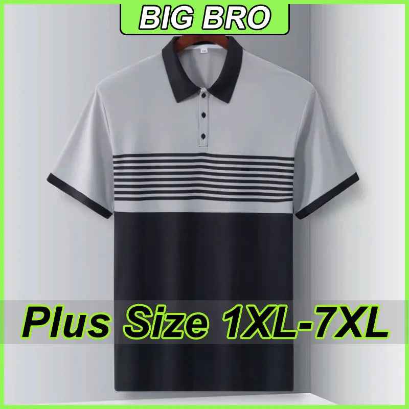 Polo d'été décontracté pour hommes, grandes tailles 1XL-7XL, manches courtes, revers, respirant, doux, vêtements pour hommes