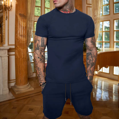 T-shirt Harajuku pour homme, ensemble deux pièces, ample, quotidien, pour l'été, pour la rue, manches courtes, collection 2024