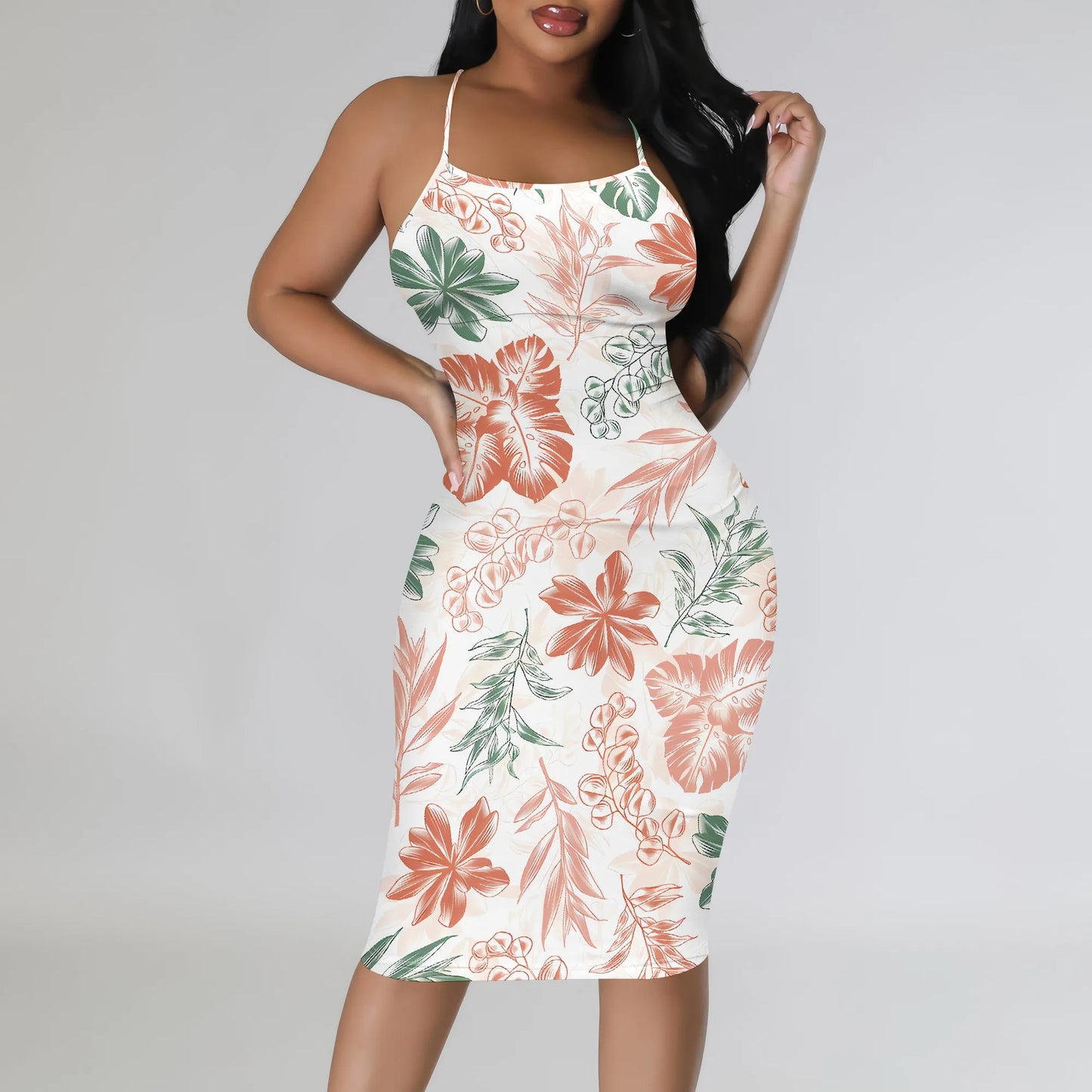 Vêtements pour femmes printemps/été 2025 nouvelle robe à bretelles creuses à imprimé floral décontracté et personnalisé
