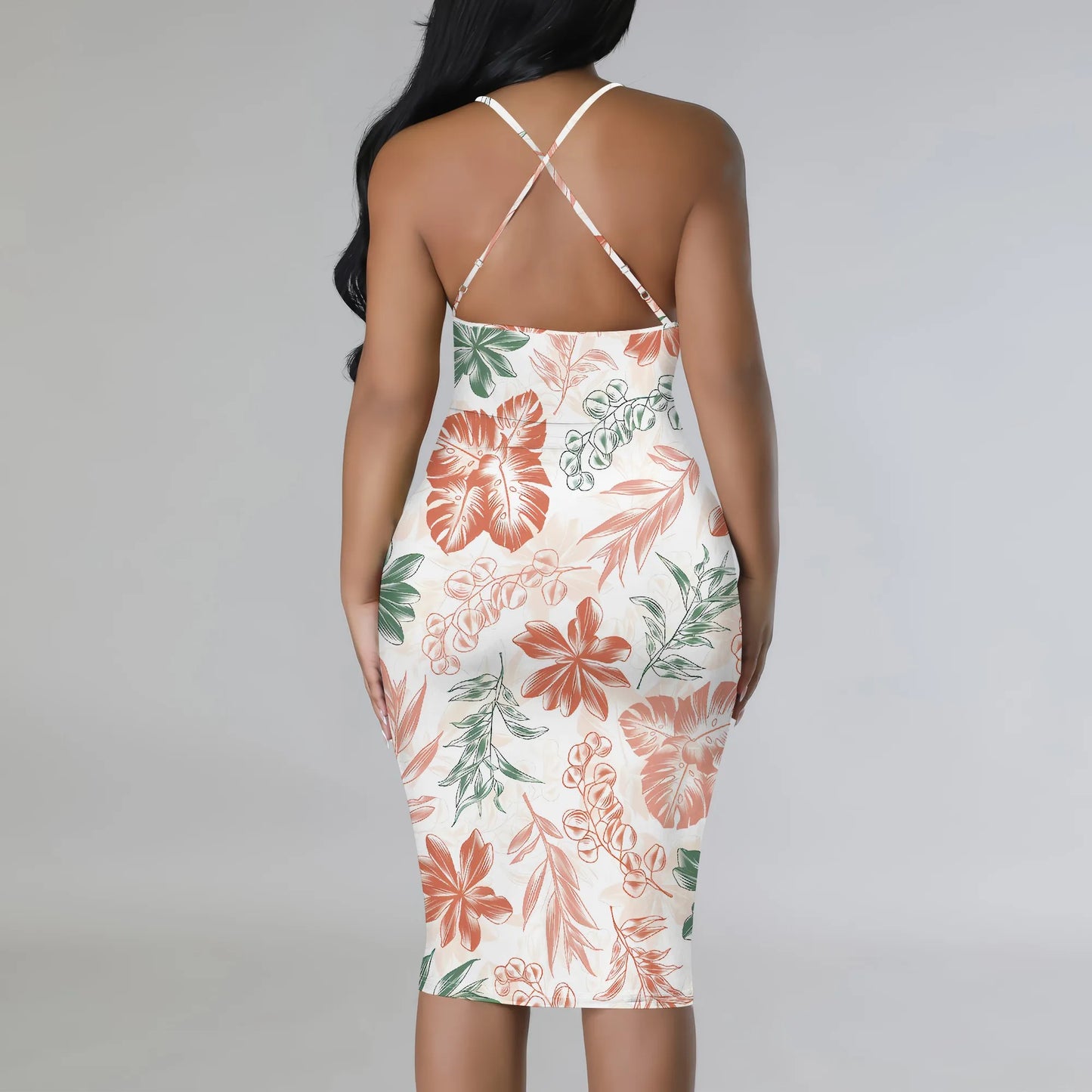 Vêtements pour femmes printemps/été 2025 nouvelle robe à bretelles creuses à imprimé floral décontracté et personnalisé
