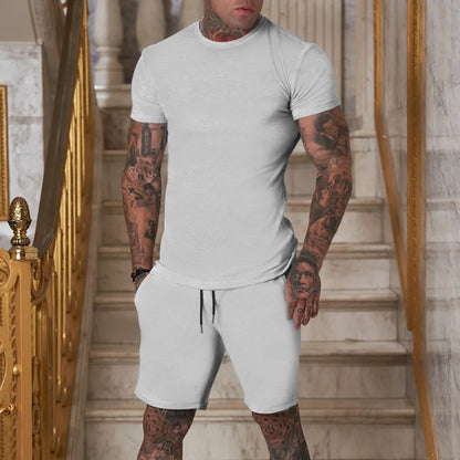 T-shirt Harajuku pour homme, ensemble deux pièces, ample, quotidien, pour l'été, pour la rue, manches courtes, collection 2024