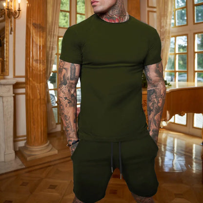 T-shirt Harajuku pour homme, ensemble deux pièces, ample, quotidien, pour l'été, pour la rue, manches courtes, collection 2024