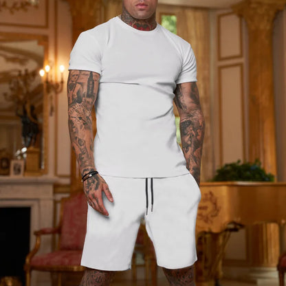 T-shirt Harajuku pour homme, ensemble deux pièces, ample, quotidien, pour l'été, pour la rue, manches courtes, collection 2024