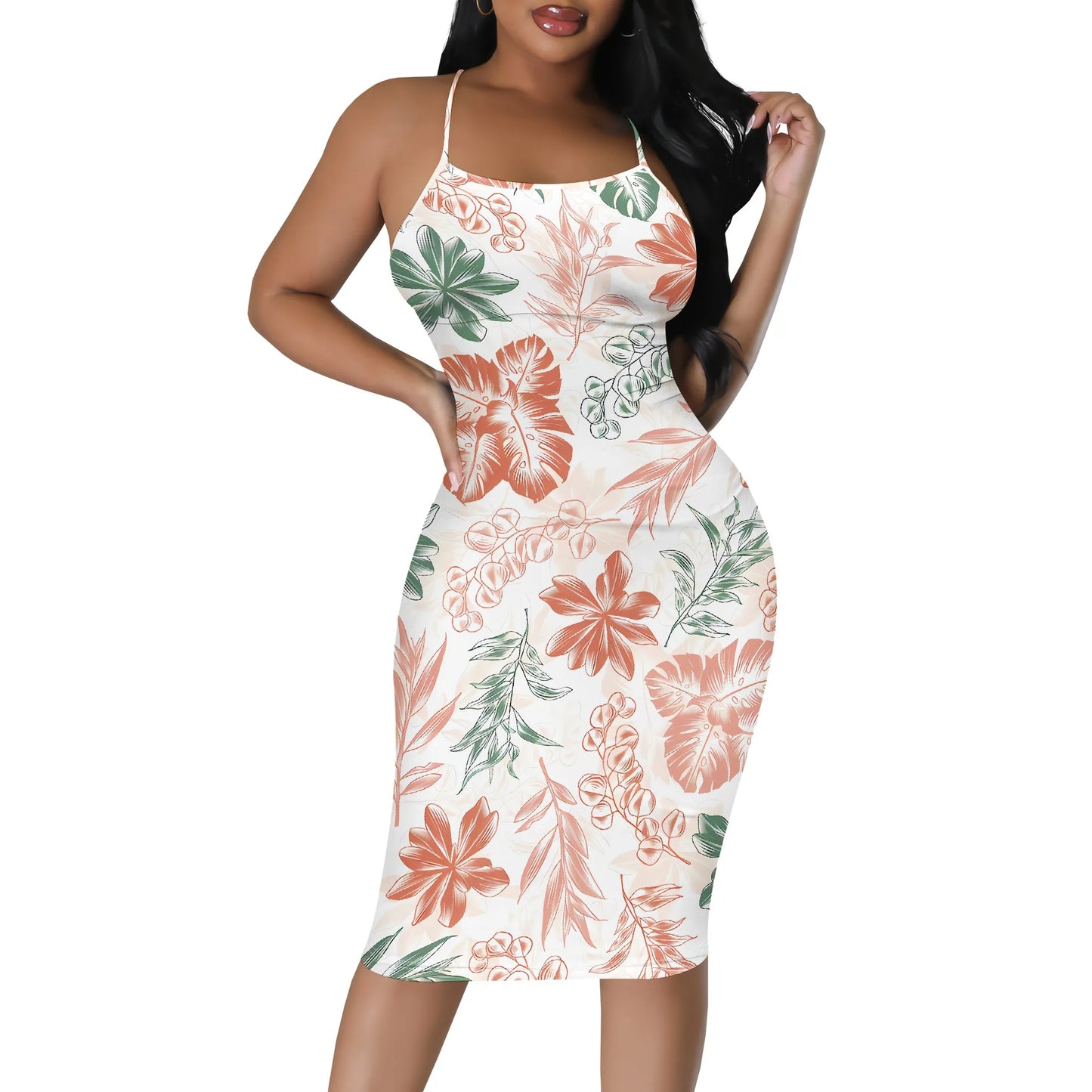 Vêtements pour femmes printemps/été 2025 nouvelle robe à bretelles creuses à imprimé floral décontracté et personnalisé