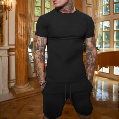 T-shirt Harajuku pour homme, ensemble deux pièces, ample, quotidien, pour l'été, pour la rue, manches courtes, collection 2024