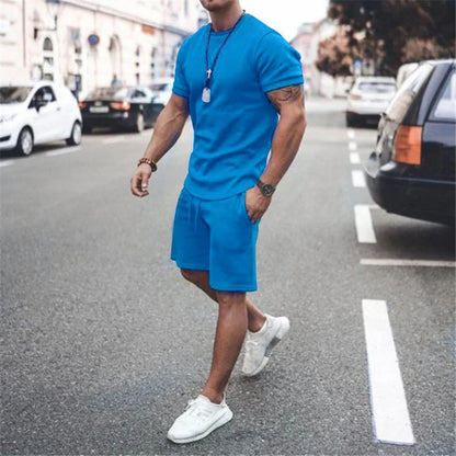 T-shirt Harajuku pour homme, ensemble deux pièces, ample, quotidien, pour l'été, pour la rue, manches courtes, collection 2024