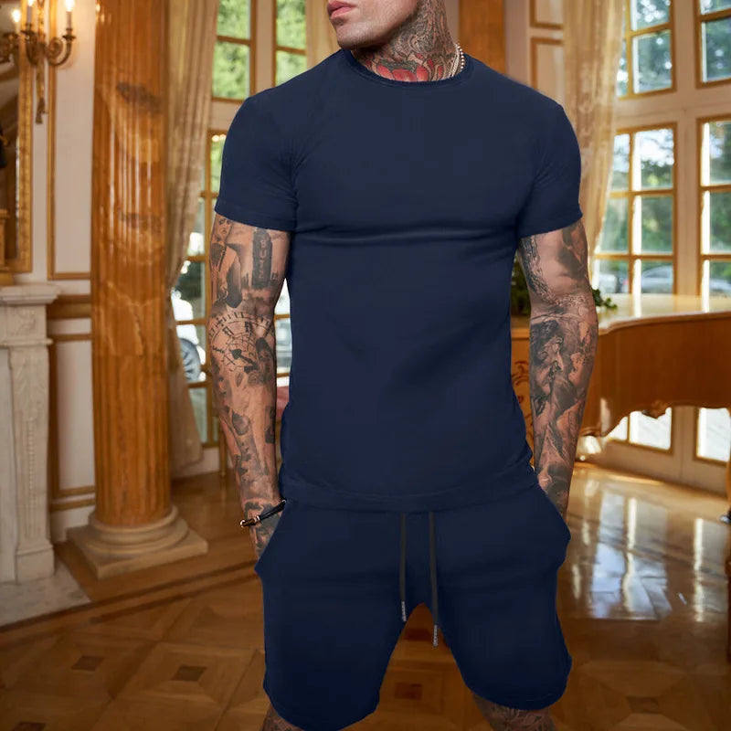 T-shirt Harajuku pour homme, ensemble deux pièces, ample, quotidien, pour l'été, pour la rue, manches courtes, collection 2024
