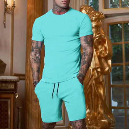 T-shirt Harajuku pour homme, ensemble deux pièces, ample, quotidien, pour l'été, pour la rue, manches courtes, collection 2024