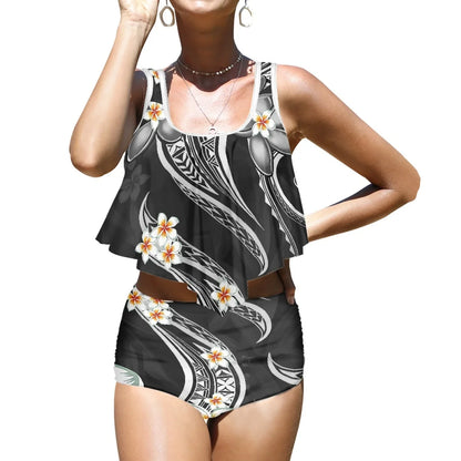 Maillot de bain de plage imprimé Plumeria de haute qualité, style polynésien, style tendance, imprimé à la demande, pour les vacances