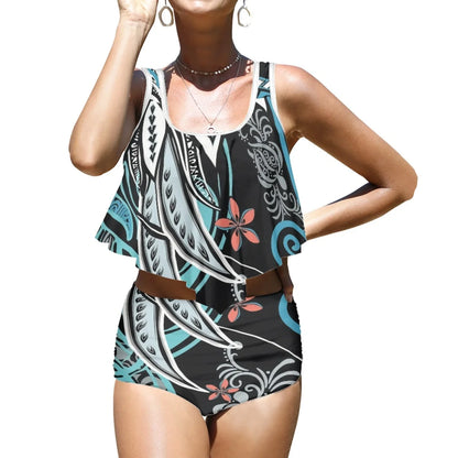 Maillot de bain de plage imprimé Plumeria de haute qualité, style polynésien, style tendance, imprimé à la demande, pour les vacances