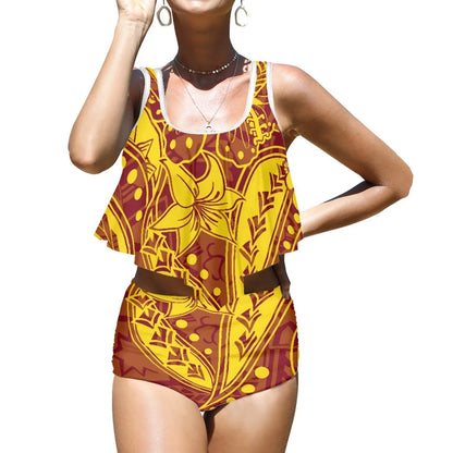 Maillot de bain de plage imprimé Plumeria de haute qualité, style polynésien, style tendance, imprimé à la demande, pour les vacances