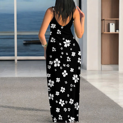 Robe sans manches longueur genou pour femme printemps et été 2025 avec pull évidé, robe décontractée de plage à imprimé papillon