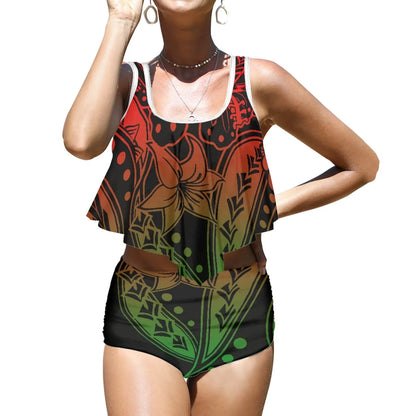 Maillot de bain de plage imprimé Plumeria de haute qualité, style polynésien, style tendance, imprimé à la demande, pour les vacances
