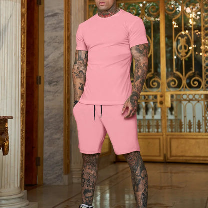 T-shirt Harajuku pour homme, ensemble deux pièces, ample, quotidien, pour l'été, pour la rue, manches courtes, collection 2024