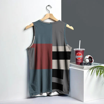 T-shirt rétro de fitness pour homme, col rond, sans manches, imprimé, pour le quotidien, les sports de plein air, la course à pied, motif animal à carreaux
