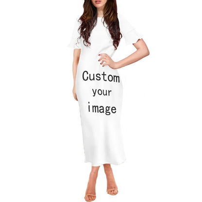 Robe à volants et manches courtes pour femme, motif floral polynésien, style hawaïen, style tatouage, style tiaré et monoi, vêtement décontracté