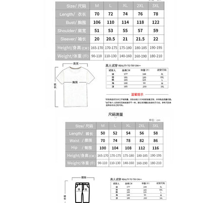 T-shirt Harajuku pour homme, ensemble deux pièces, ample, quotidien, pour l'été, pour la rue, manches courtes, collection 2024