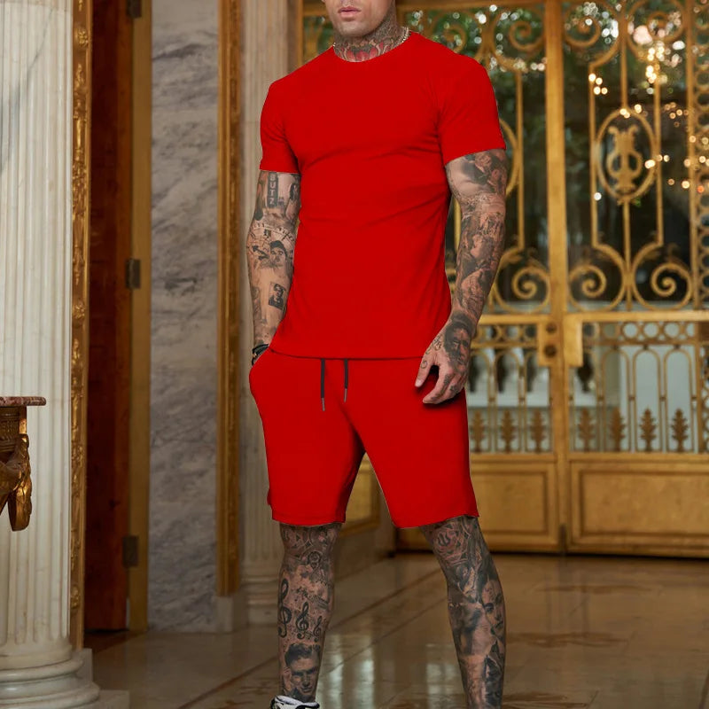 T-shirt Harajuku pour homme, ensemble deux pièces, ample, quotidien, pour l'été, pour la rue, manches courtes, collection 2024