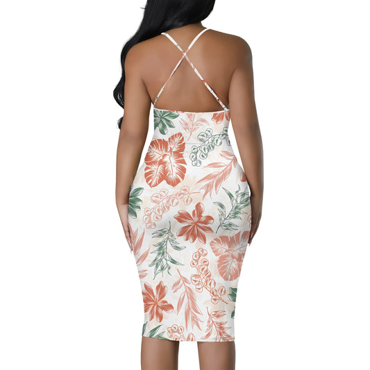 Vêtements pour femmes printemps/été 2025 nouvelle robe à bretelles creuses à imprimé floral décontracté et personnalisé