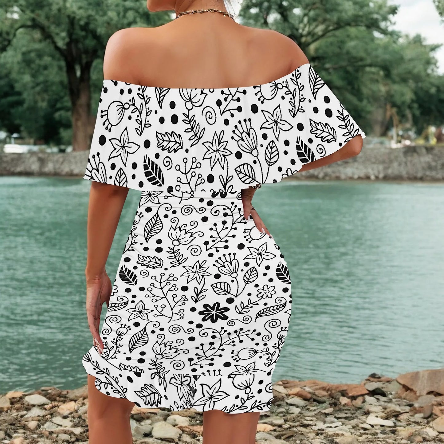 Robe décontractée à col évasé et bretelles à imprimé floral pour femme, nouvelle collection printemps/été 2025, personnalisée