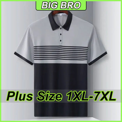 Polo d'été décontracté pour hommes, grandes tailles 1XL-7XL, manches courtes, revers, respirant, doux, vêtements pour hommes