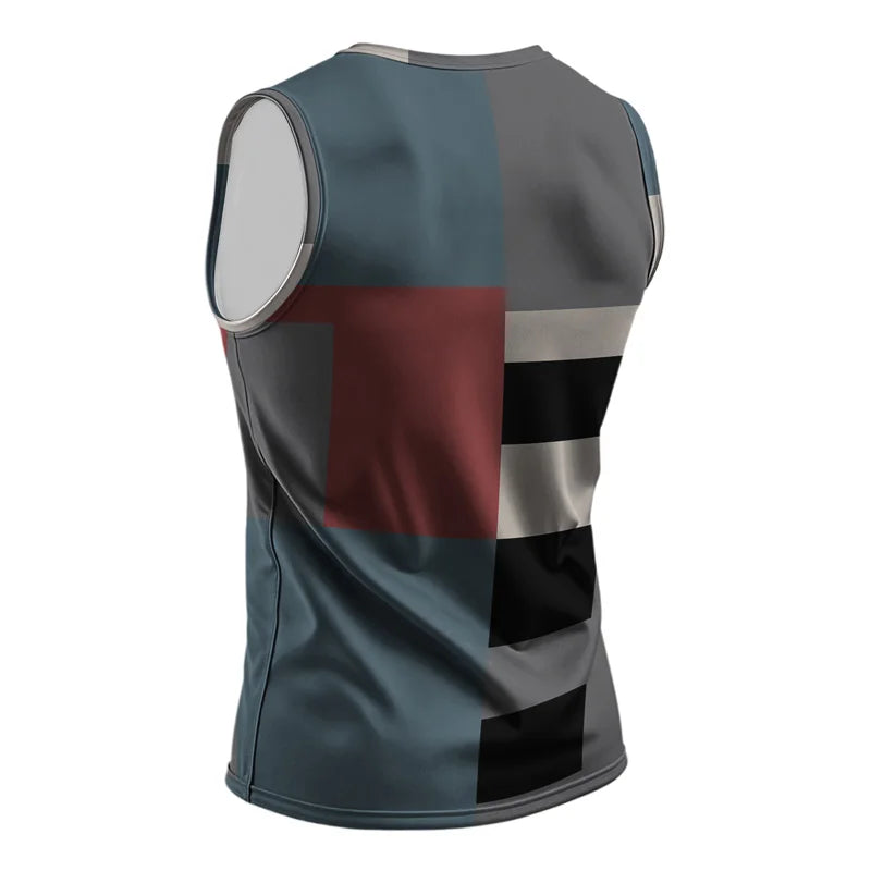T-shirt rétro de fitness pour homme, col rond, sans manches, imprimé, pour le quotidien, les sports de plein air, la course à pied, motif animal à carreaux